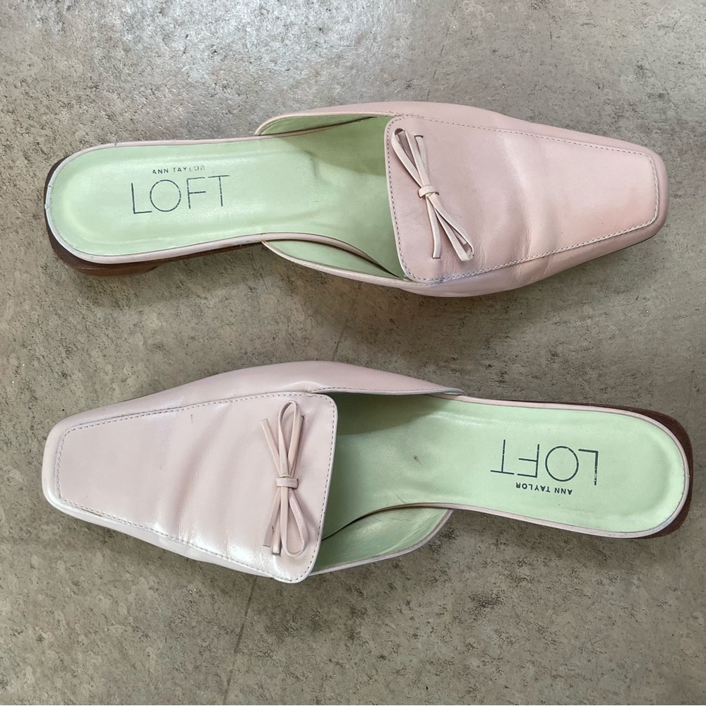 They’re Back! 
Ann Taylor Loft Slip-on Leather Mules. Pink. Size 9.5